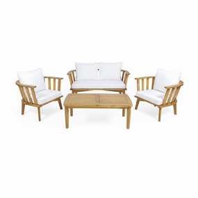 Outdoor Wooden Chat Set with Rectangular Coffee Table - NH071313 outdoor furniture, garden bench