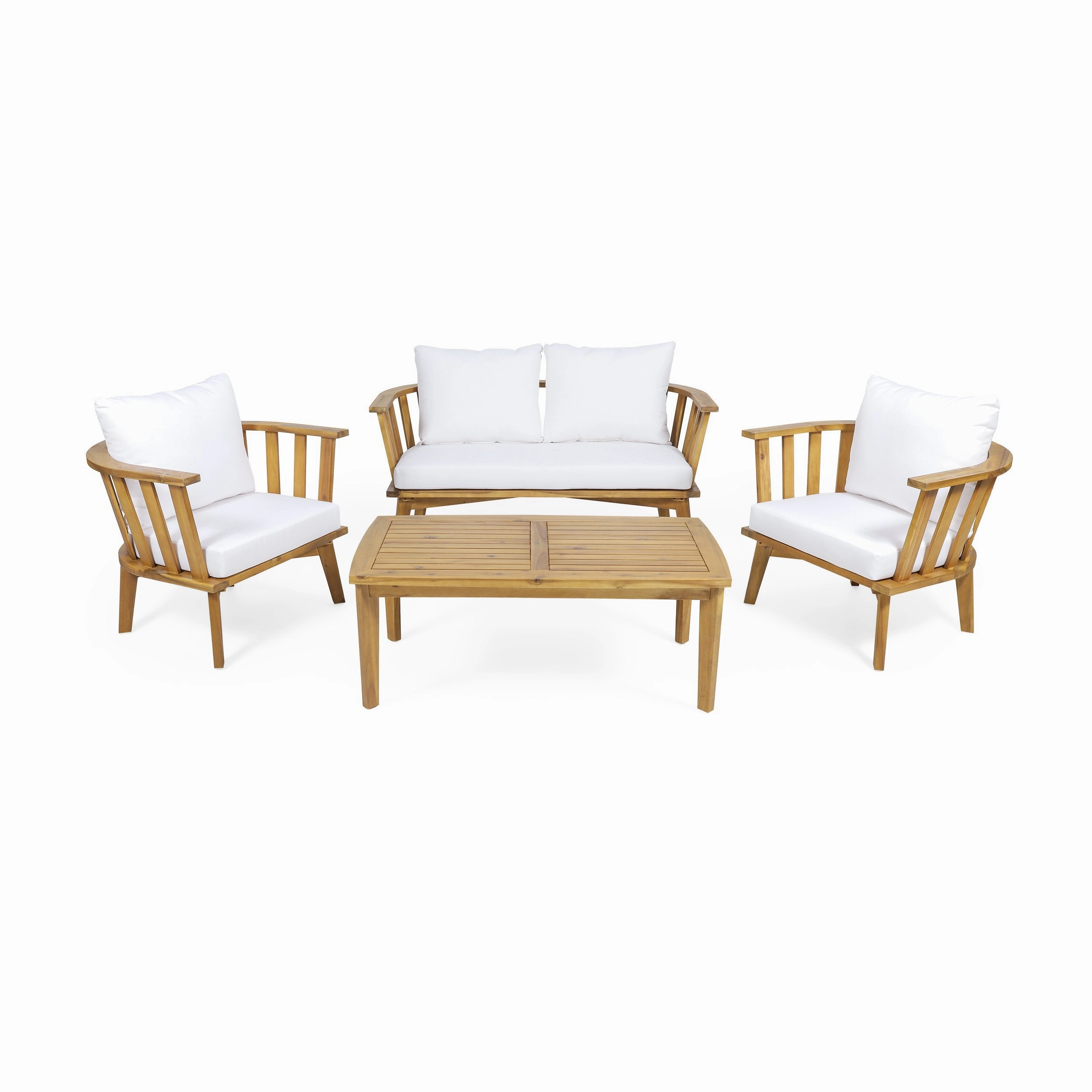 Outdoor Wooden Chat Set with Rectangular Coffee Table - NH071313 outdoor furniture, garden bench