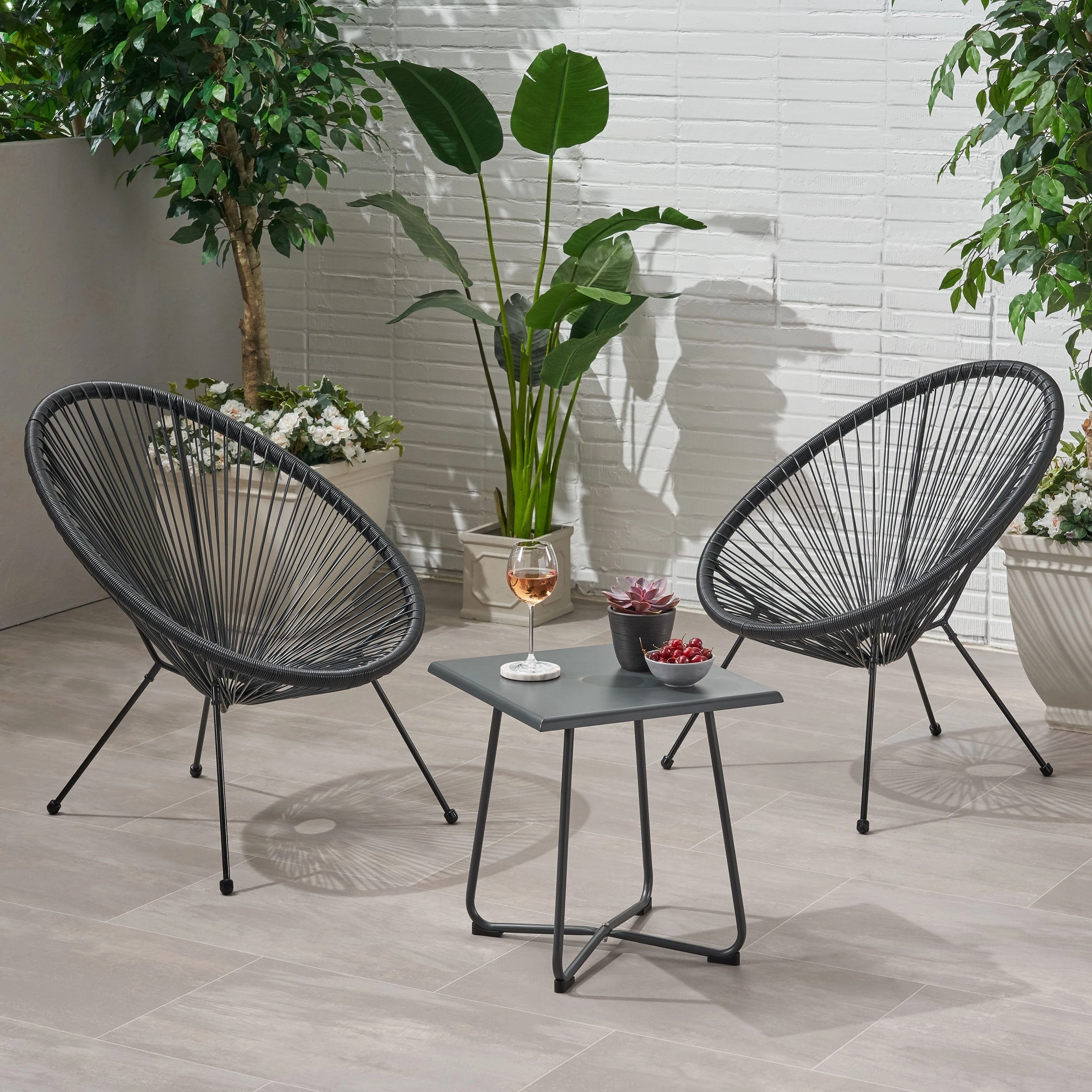 Outdoor Woven 3 Piece Chat Set - NH094903 outdoor furniture, garden bench