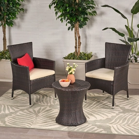 Outdoors Brown Wicker 3 Piece Chat Set - NH524992 outdoor furniture, garden bench