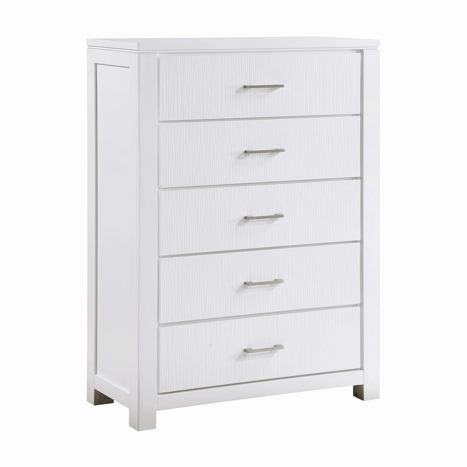 Paris 5-Piece King Storage Bedroom Package - White, Silver