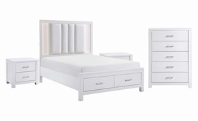 Paris 5-Piece King Storage Bedroom Package - White, Silver