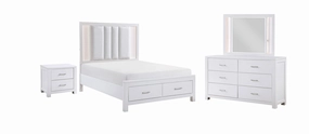 Paris 6-Piece King Storage Bedroom Package - White, Silver