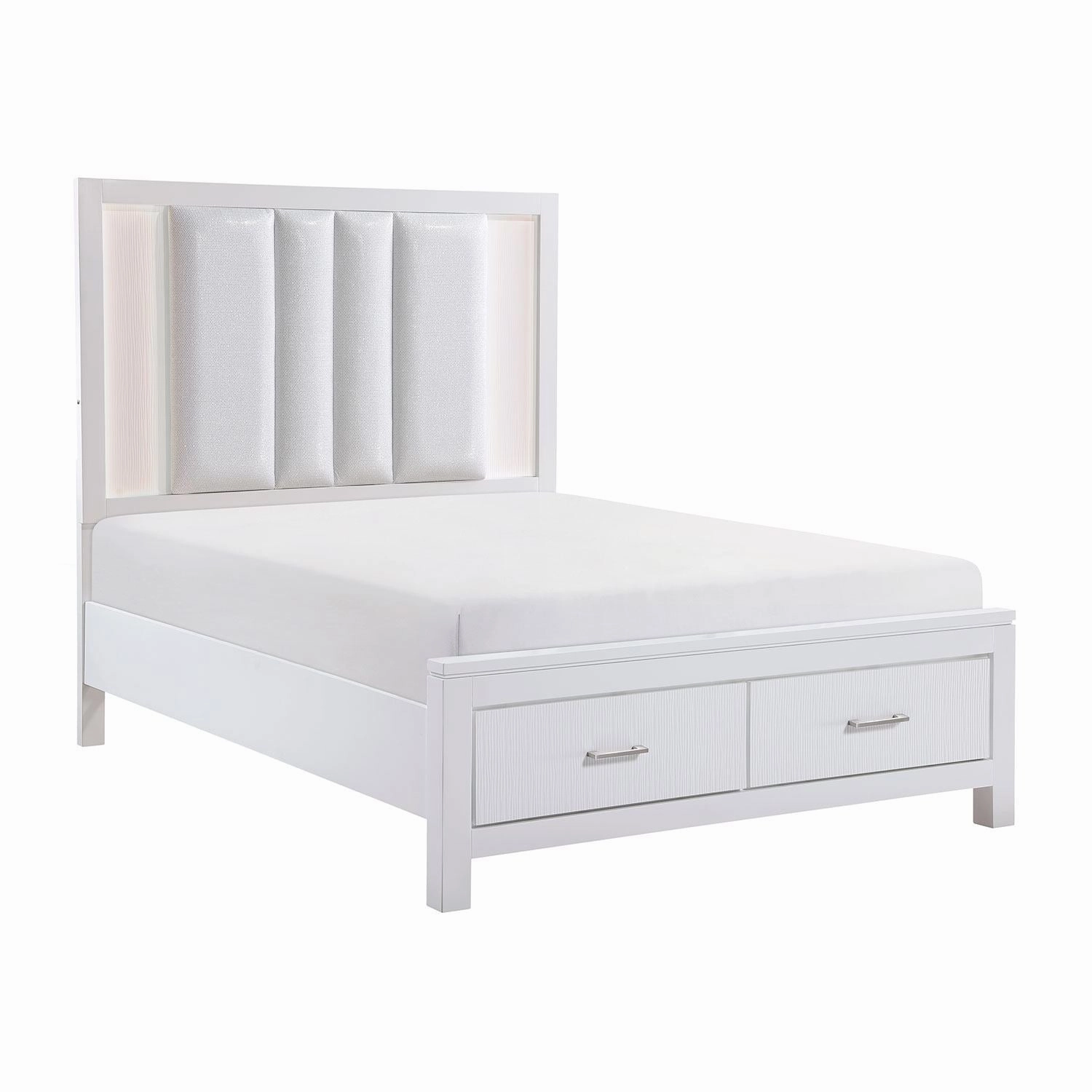 Paris 6-Piece King Storage Bedroom Package - White, Silver
