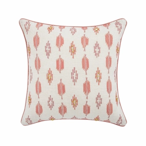 Patola Ikat Pink and Yellow French Knot Linen Cushion