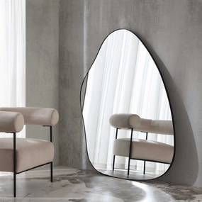 Pavia Irregular Shaped Extra Large Full Length Mirror 160 x 115 cm, Black