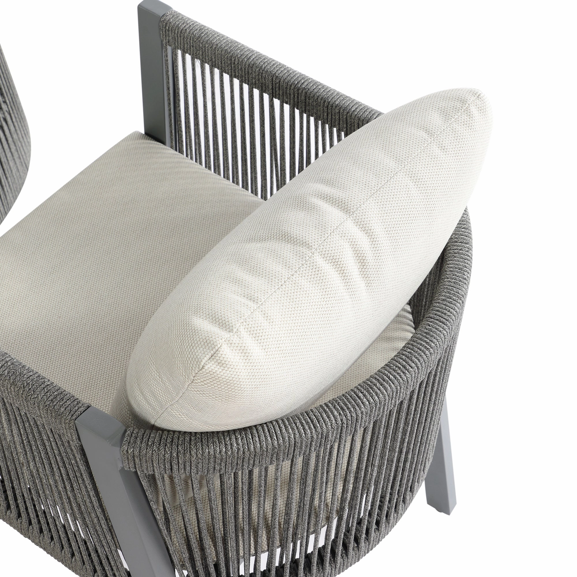 Pedra Rope and Aluminium Outdoor 6-Seater Round Dining Set, Grey
