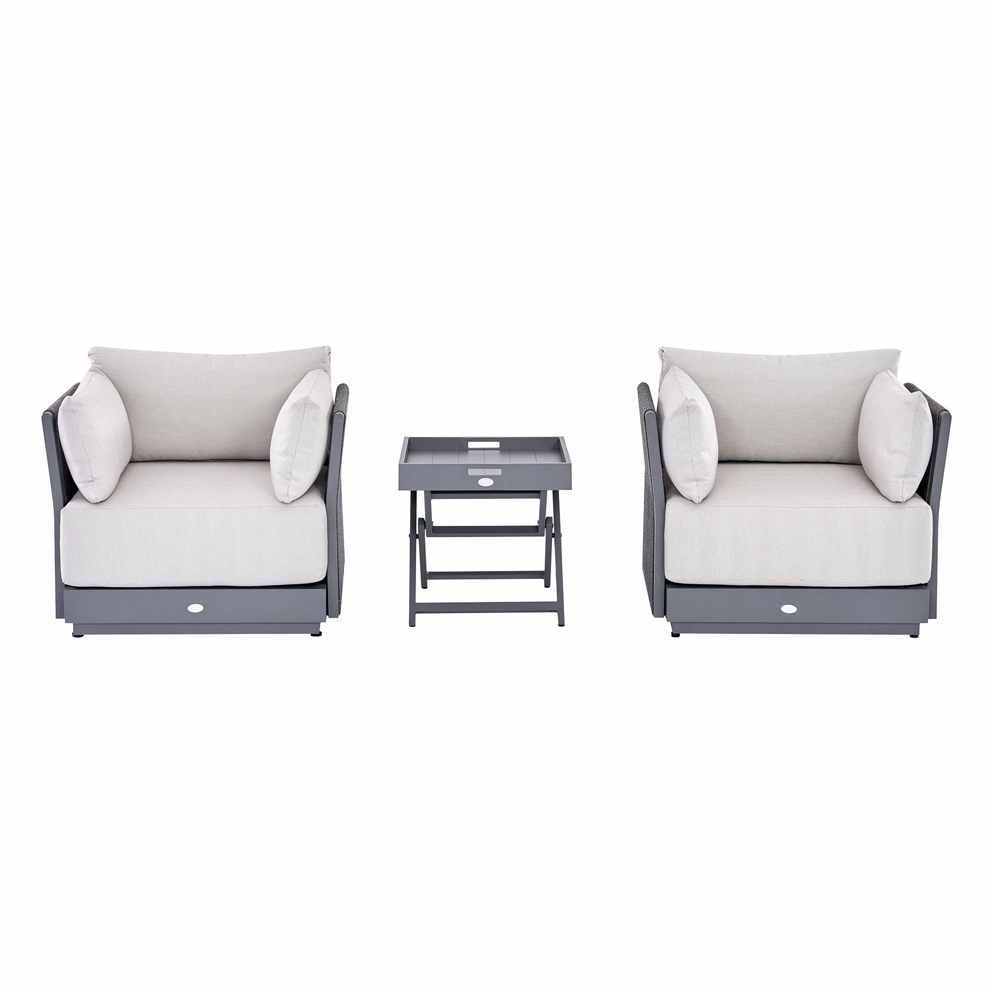 Pedra Rope and Aluminium Outdoor Bistro Set, Grey