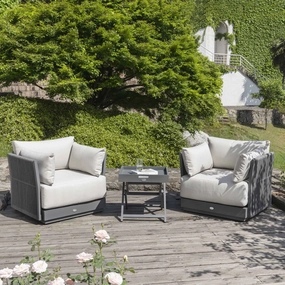 Pedra Rope and Aluminium Outdoor Bistro Set, Grey