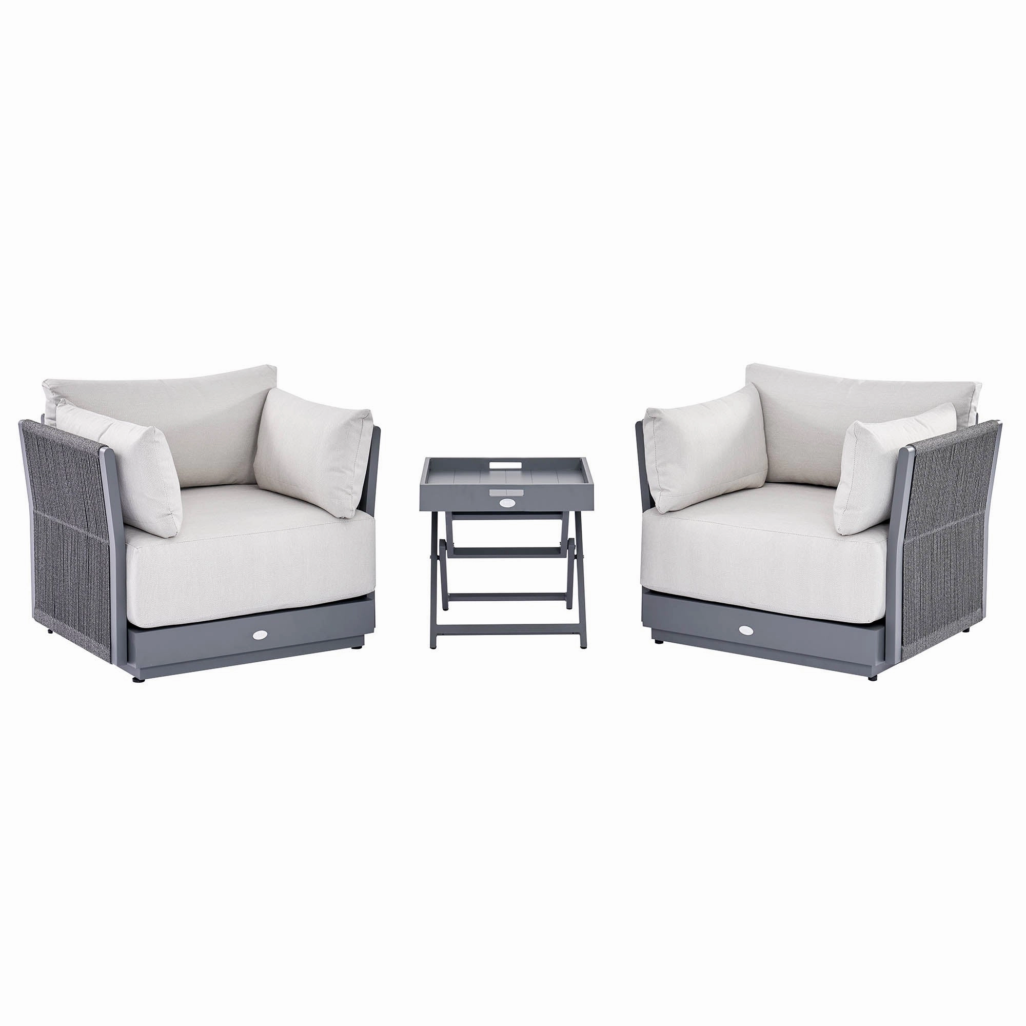 Pedra Rope and Aluminium Outdoor Bistro Set, Grey