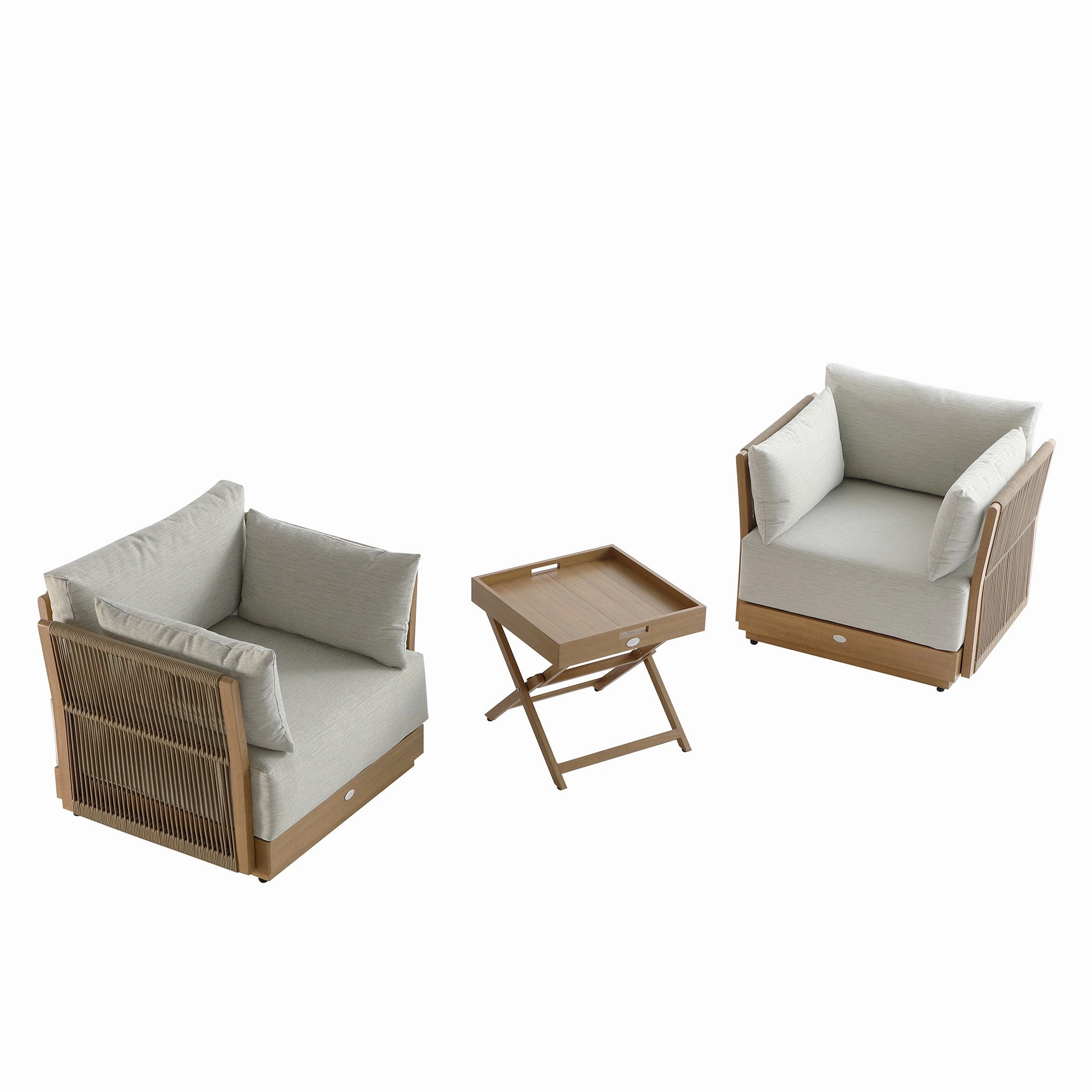 Pedra Rope and Aluminium Outdoor Bistro Set, Natural