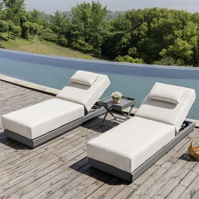Pedra Rope and Aluminium Outdoor Sun Lounger and Side Table Set, Grey