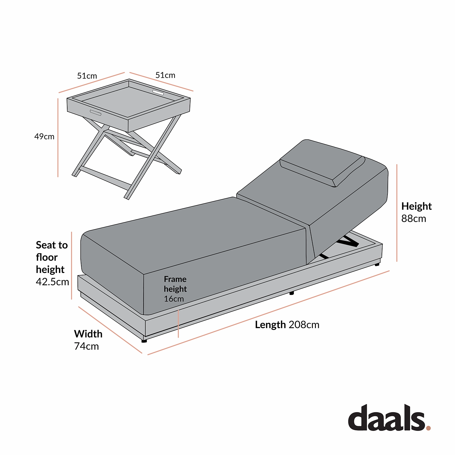 Pedra Rope and Aluminium Outdoor Sun Lounger and Side Table Set, Grey