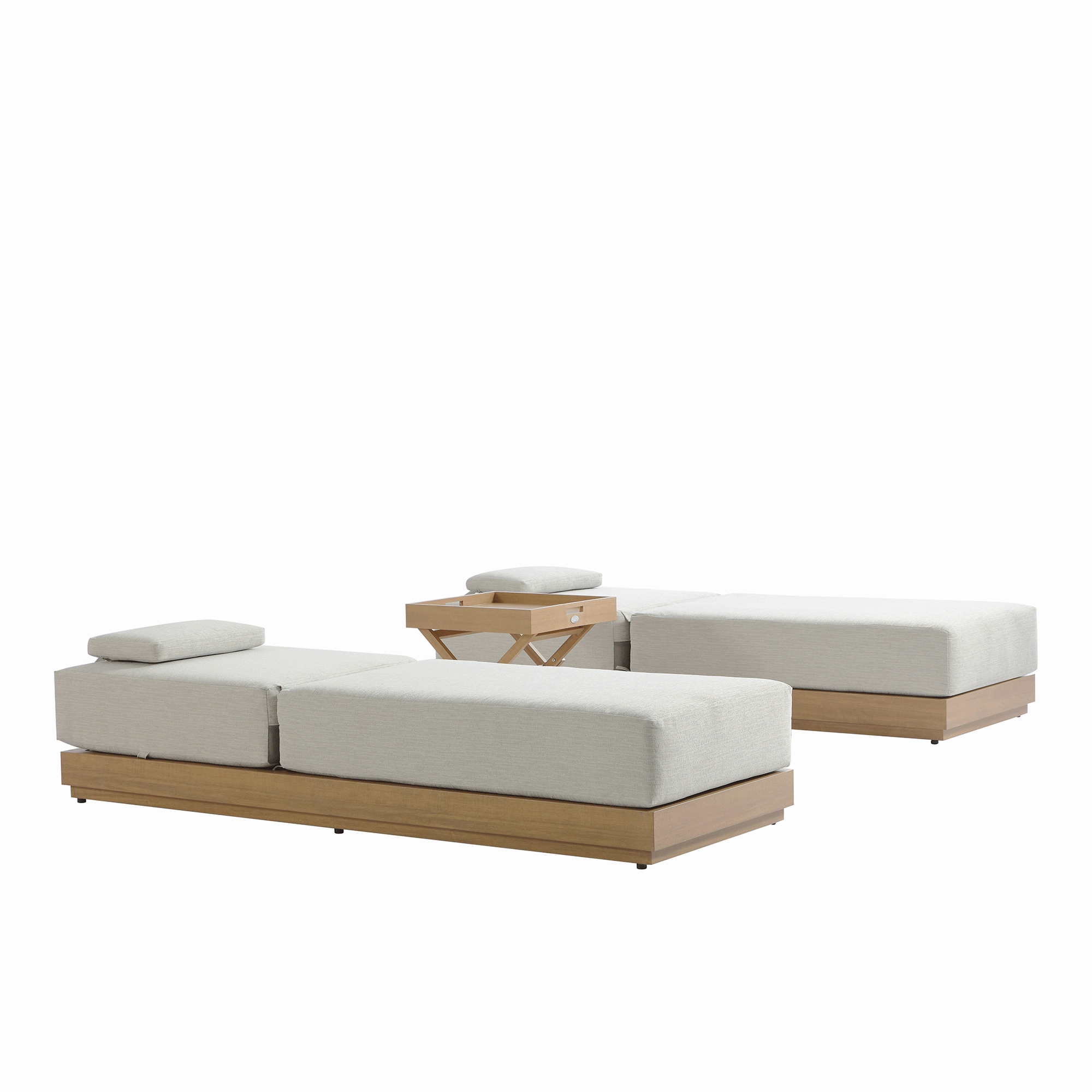 Pedra Rope and Aluminium Outdoor Sun Lounger and Side Table Set, Natural
