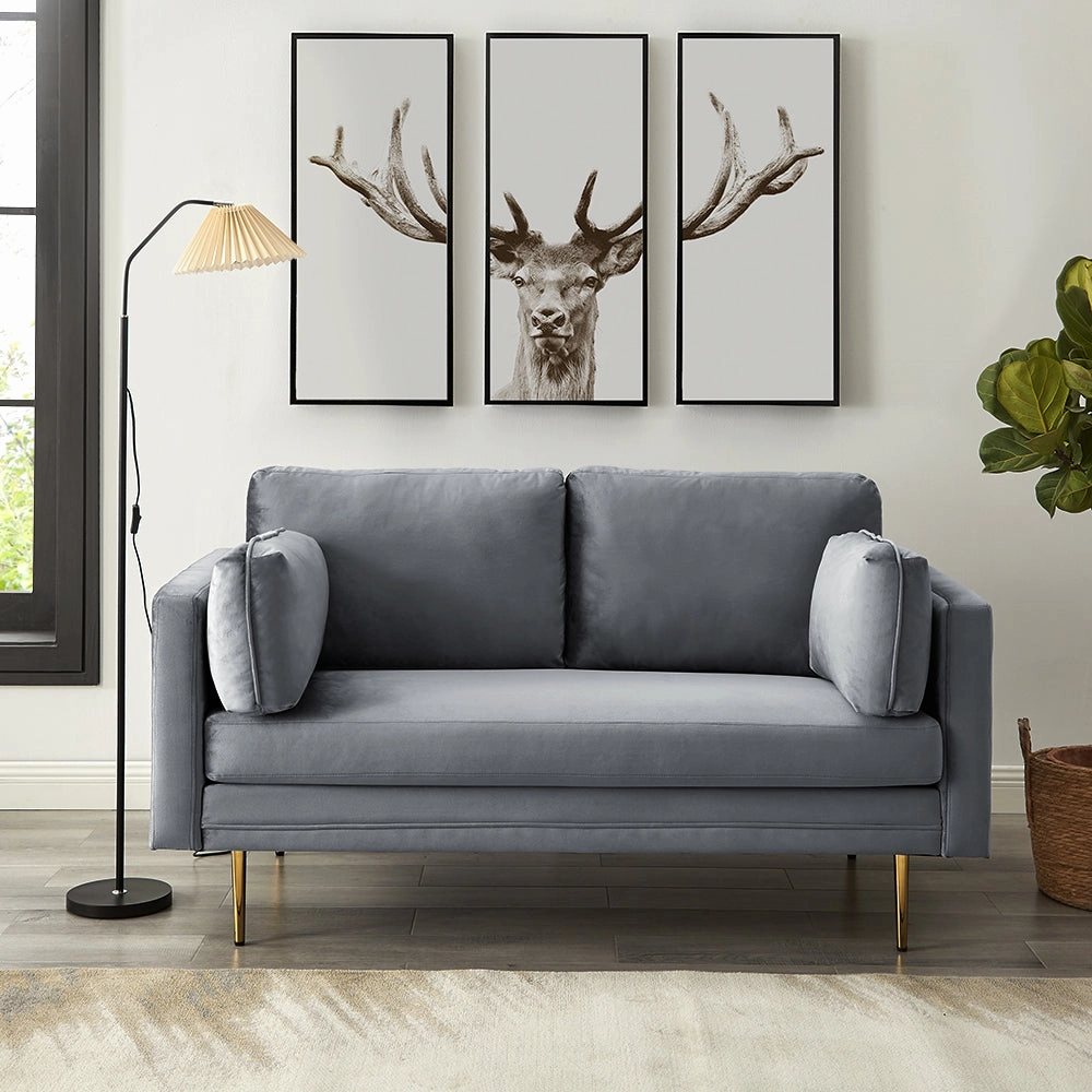 Pelham Grey Velvet Fabric Sofa