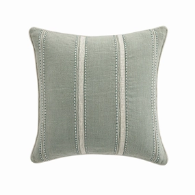 Pembroke Stripe 100% Linen Green Cushion
