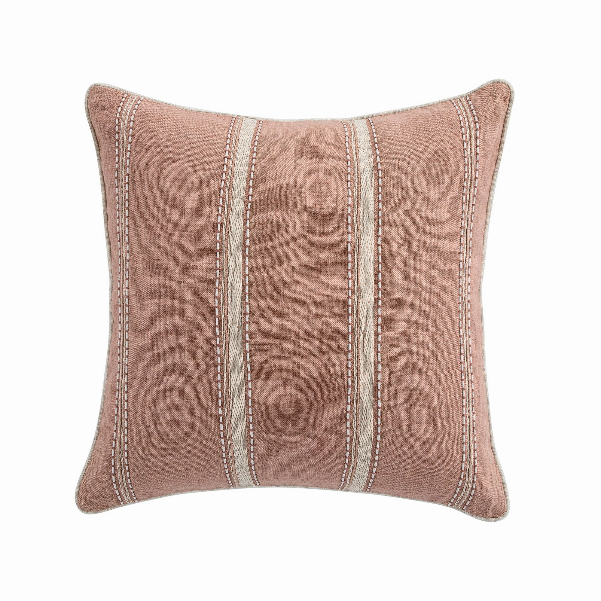 Pembroke Stripe 100% Linen Pink Cushion