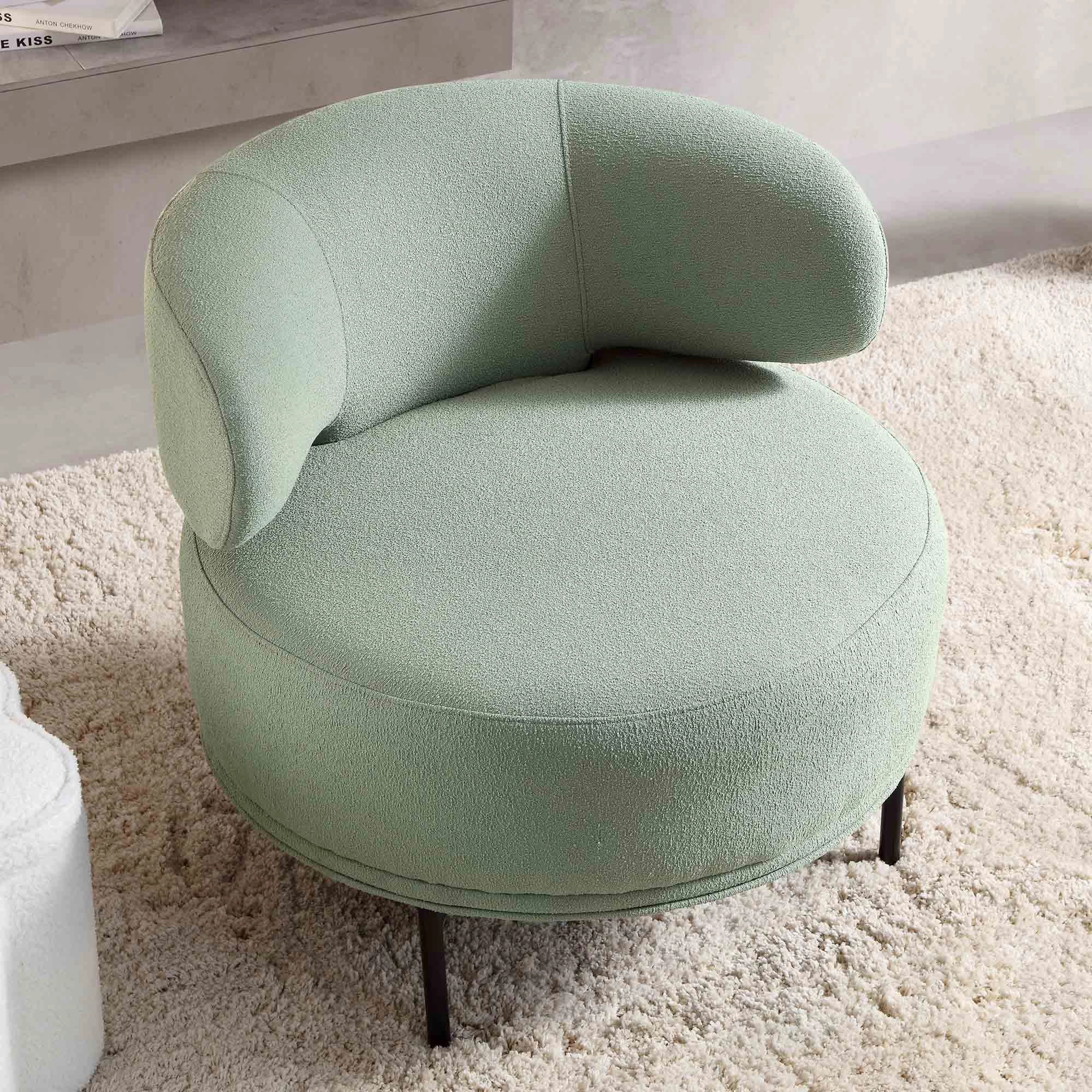 Penn Sage Green Boucle Wing Back Accent Chair