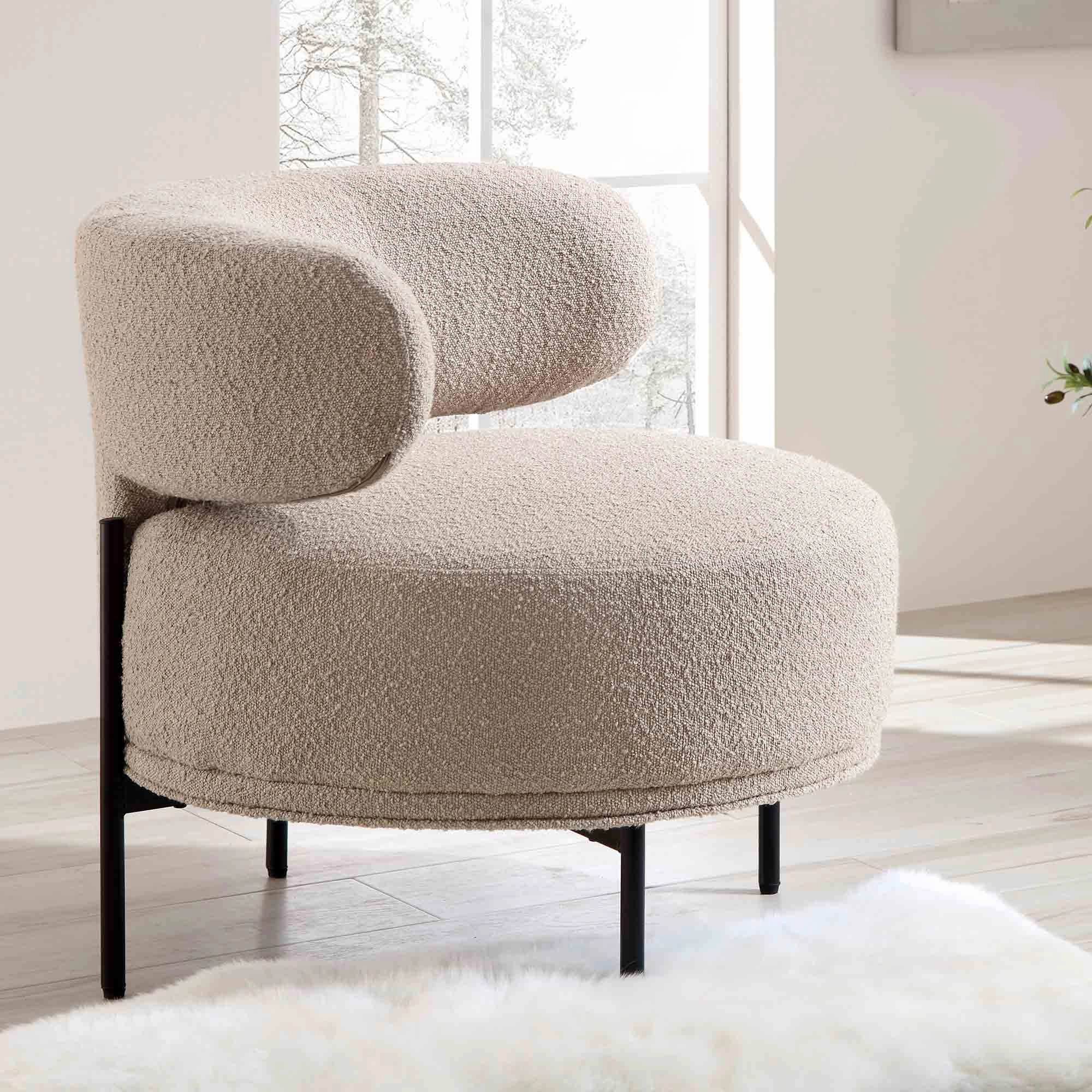 Penn Taupe Boucle Wing Back Accent Chair