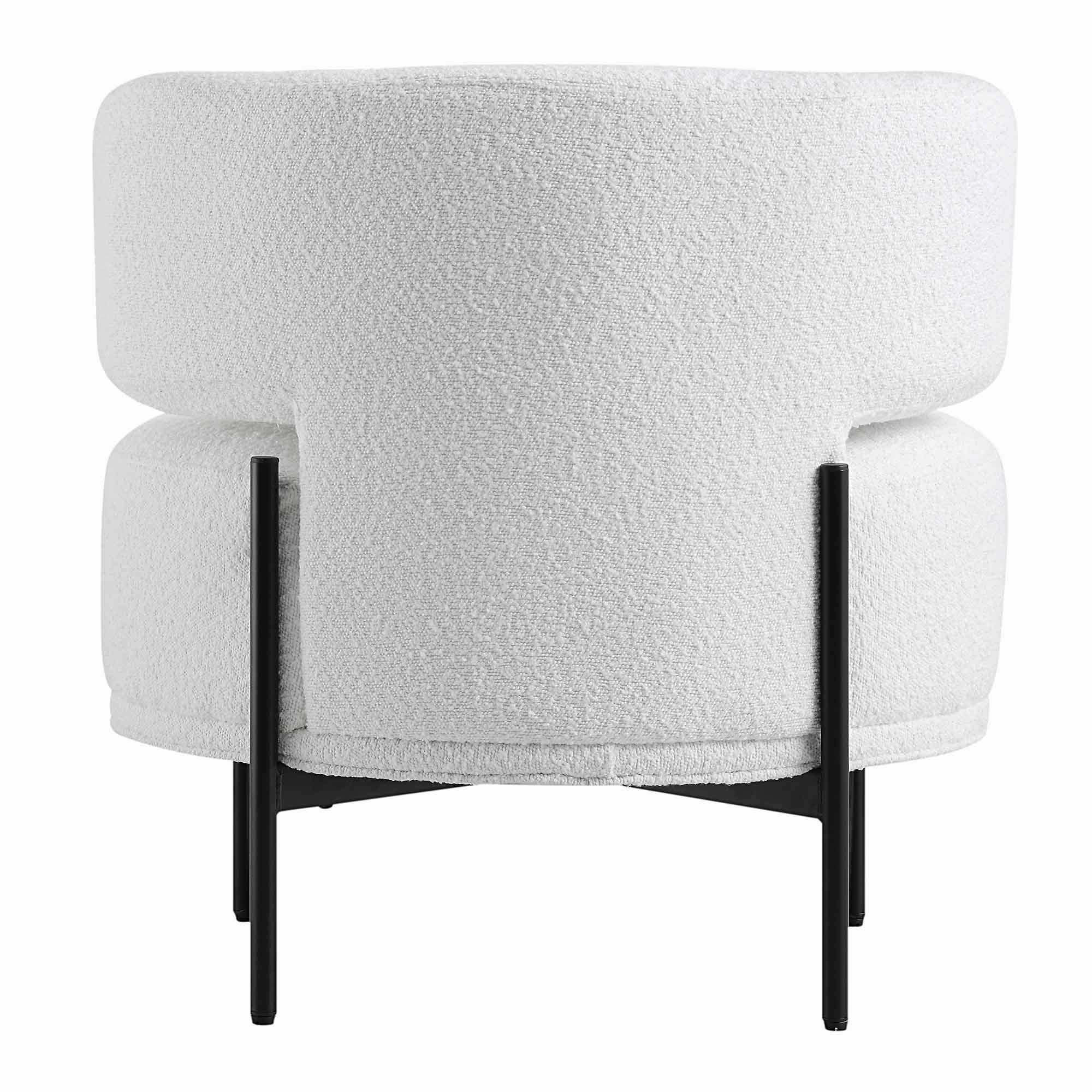 Penn White Boucle Wing Back Accent Chair