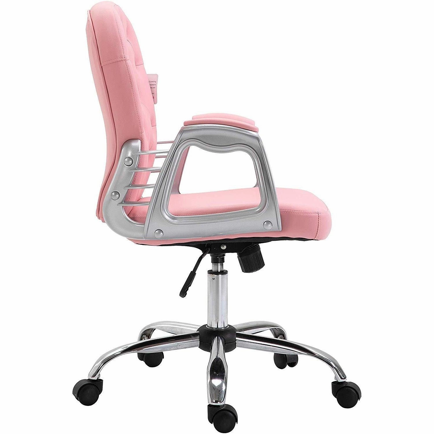 Pink Faux Leather Chesterfield Swivel Chair