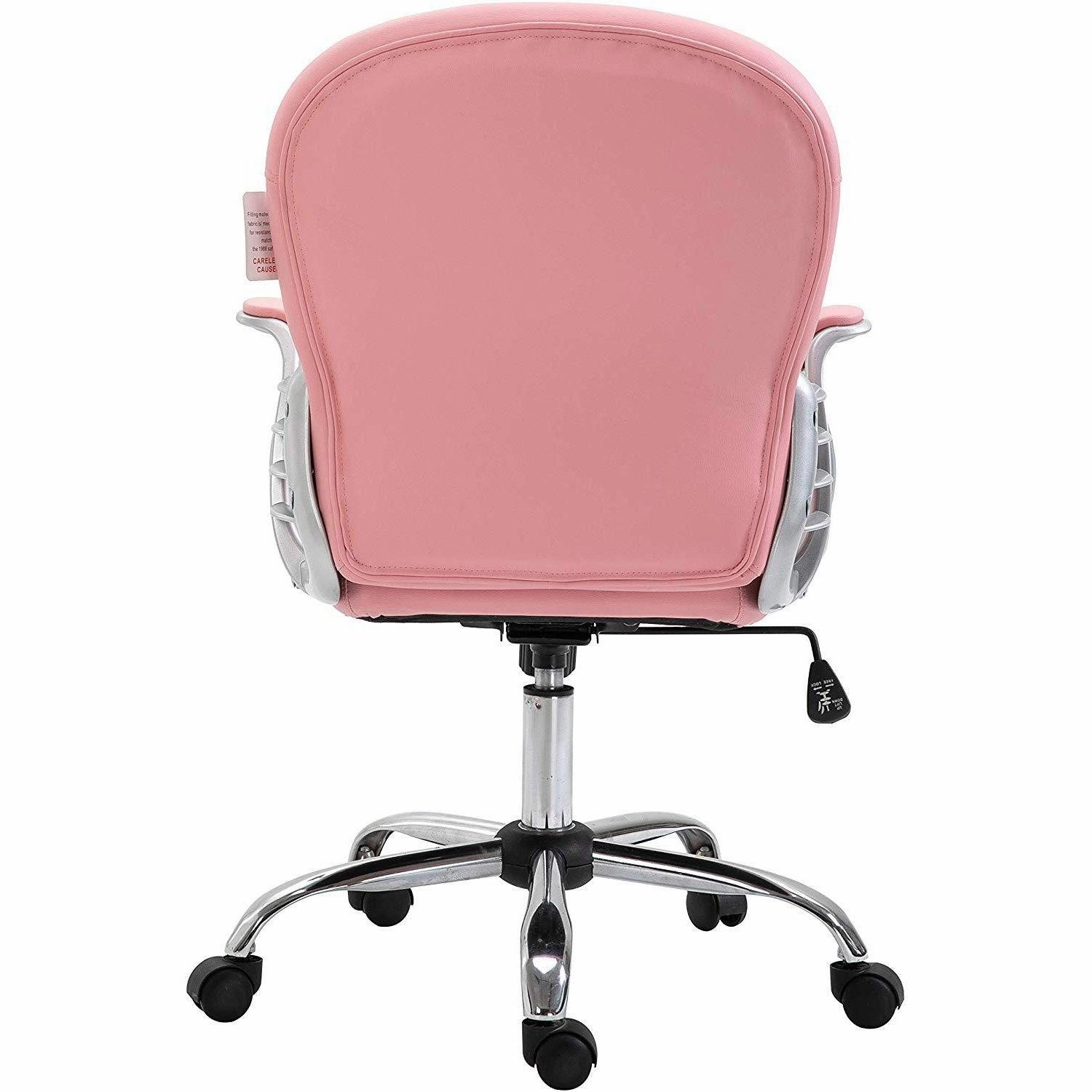 Pink Faux Leather Chesterfield Swivel Chair