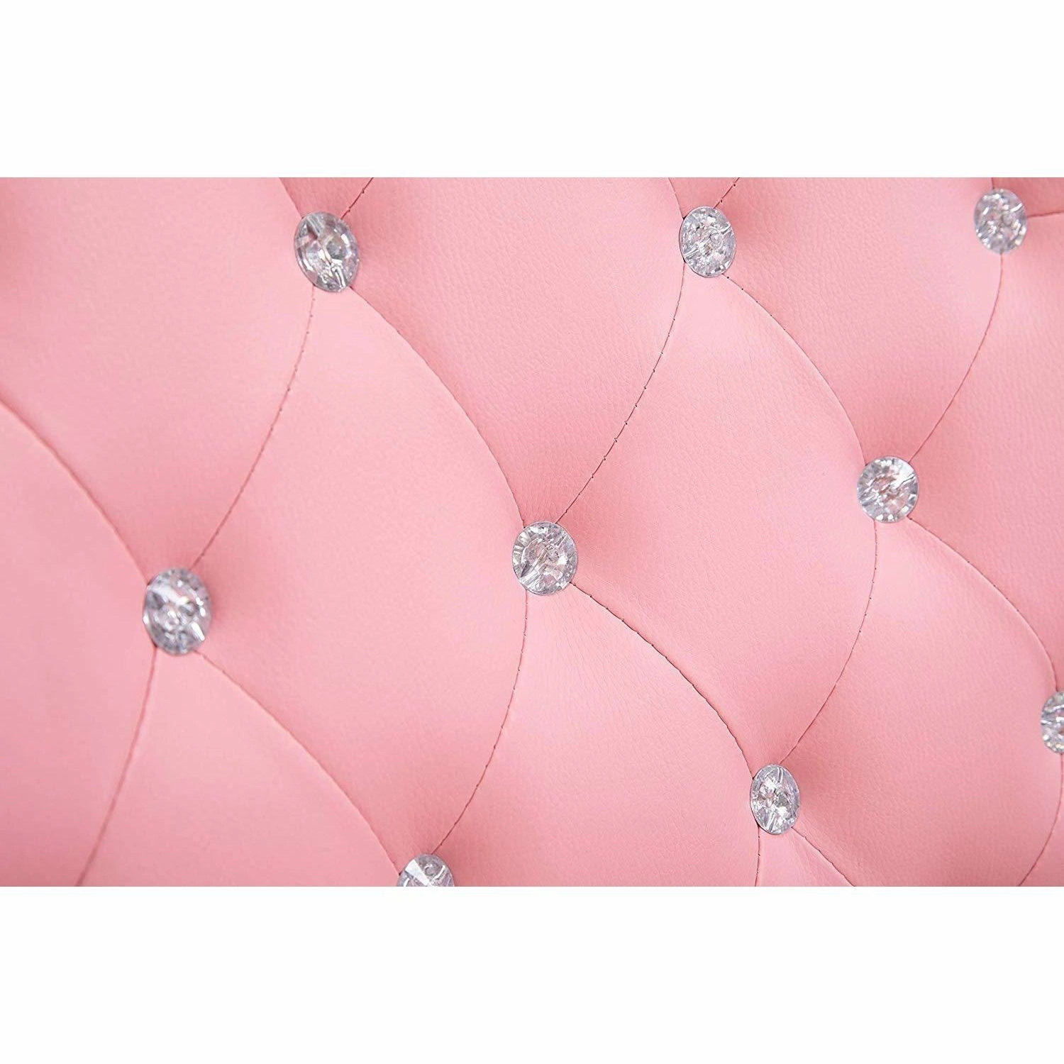 Pink Faux Leather Chesterfield Swivel Chair