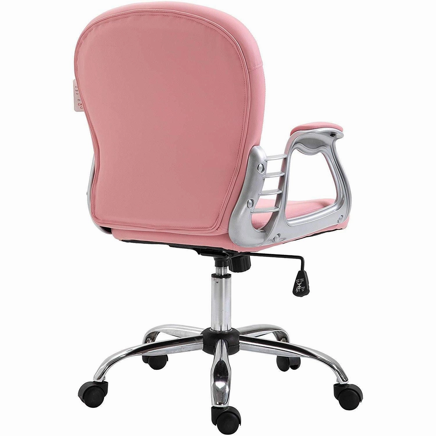 Pink Faux Leather Chesterfield Swivel Chair