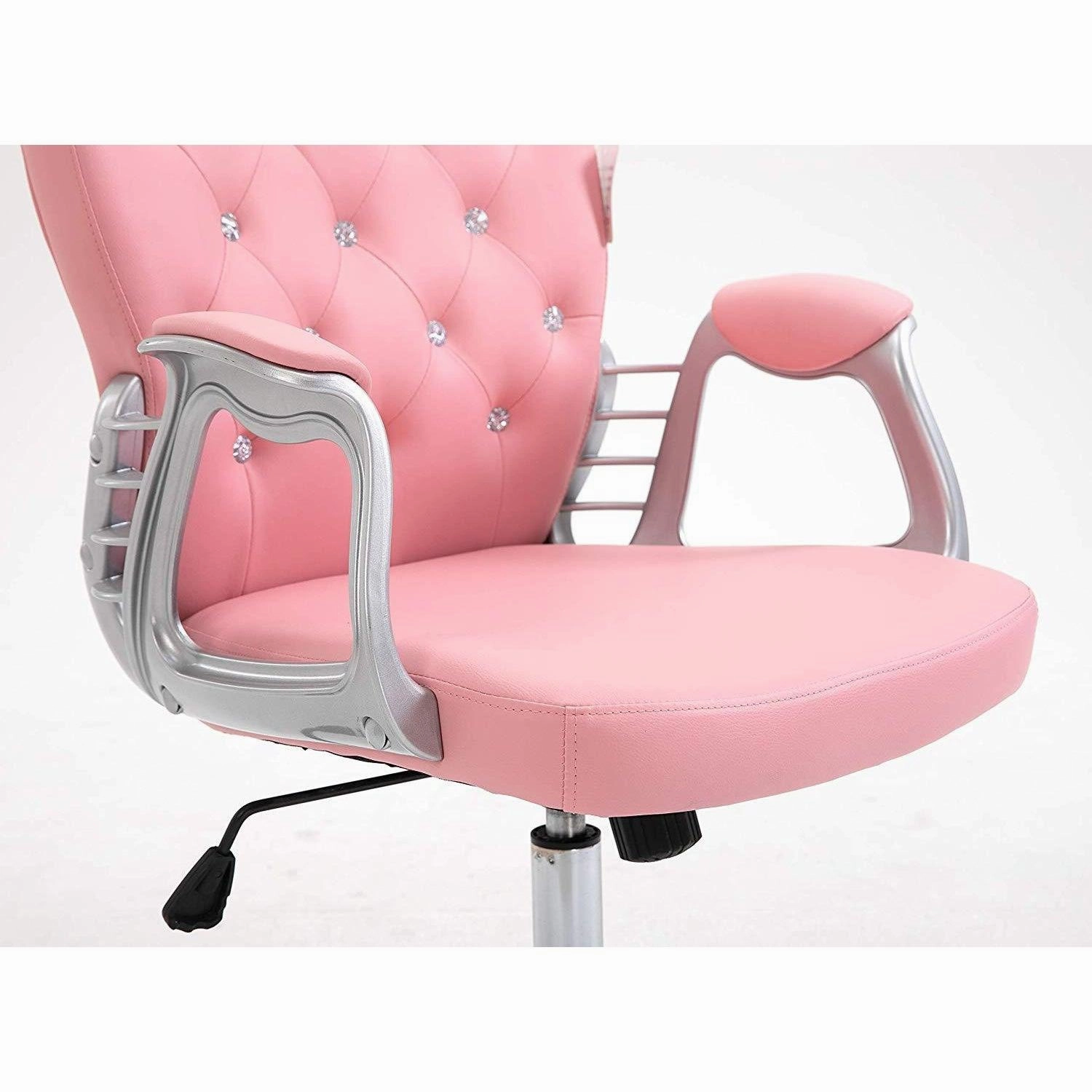 Pink Faux Leather Chesterfield Swivel Chair