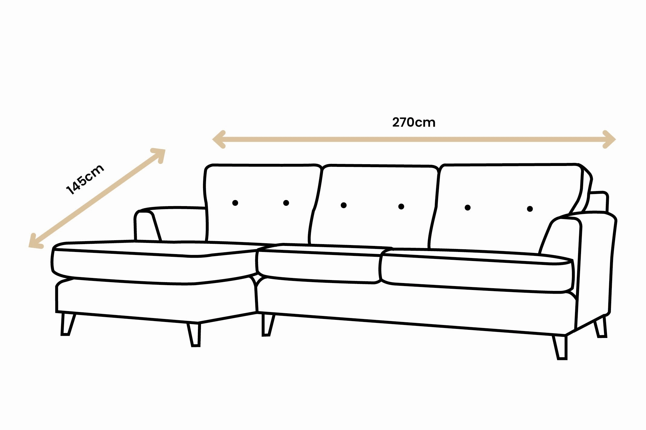 Poppy | Chaise Sofa Option 2 | Softgrain Tabac