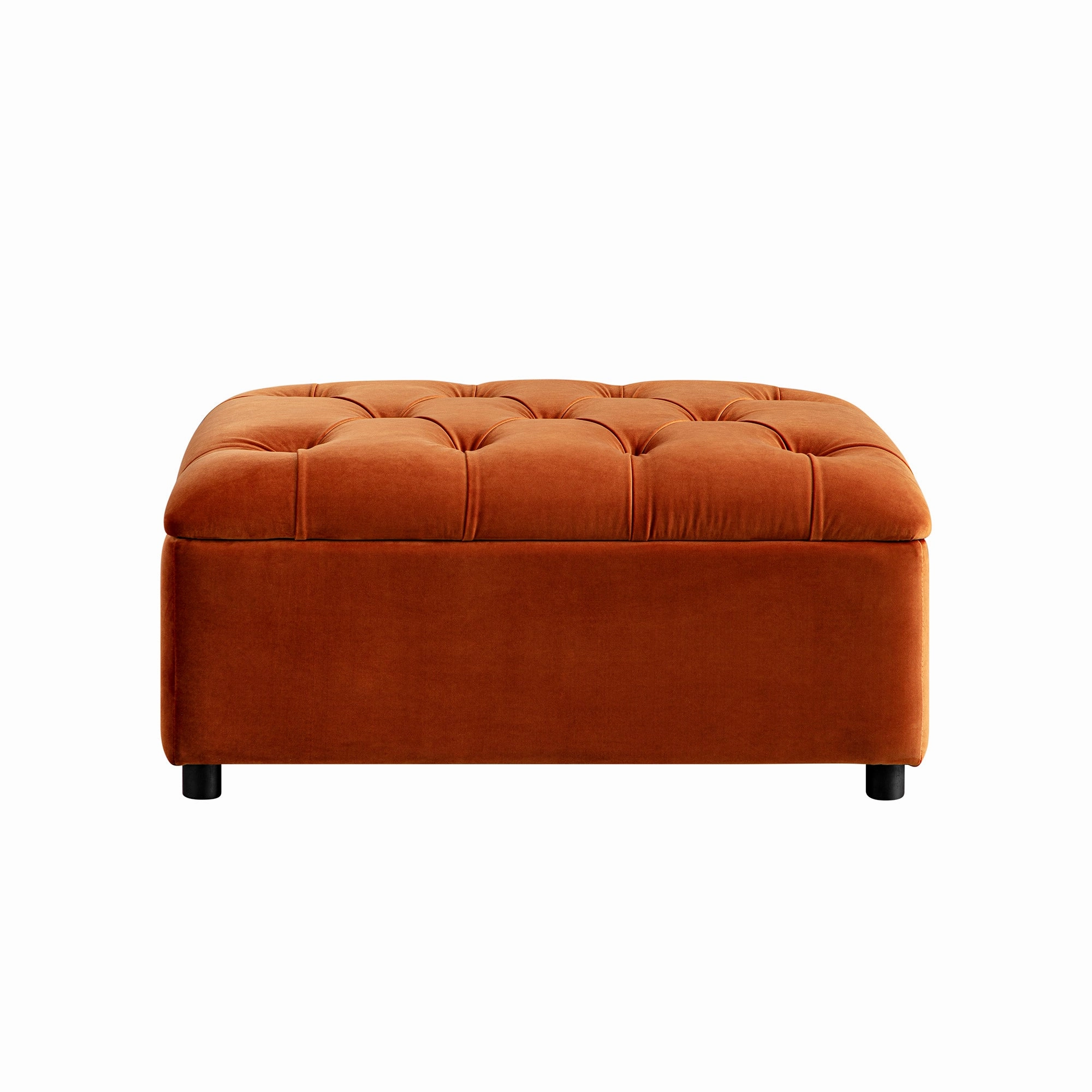 Portland Single Buttoned Fold-Out Bed in Ottoman, Rust Velvet