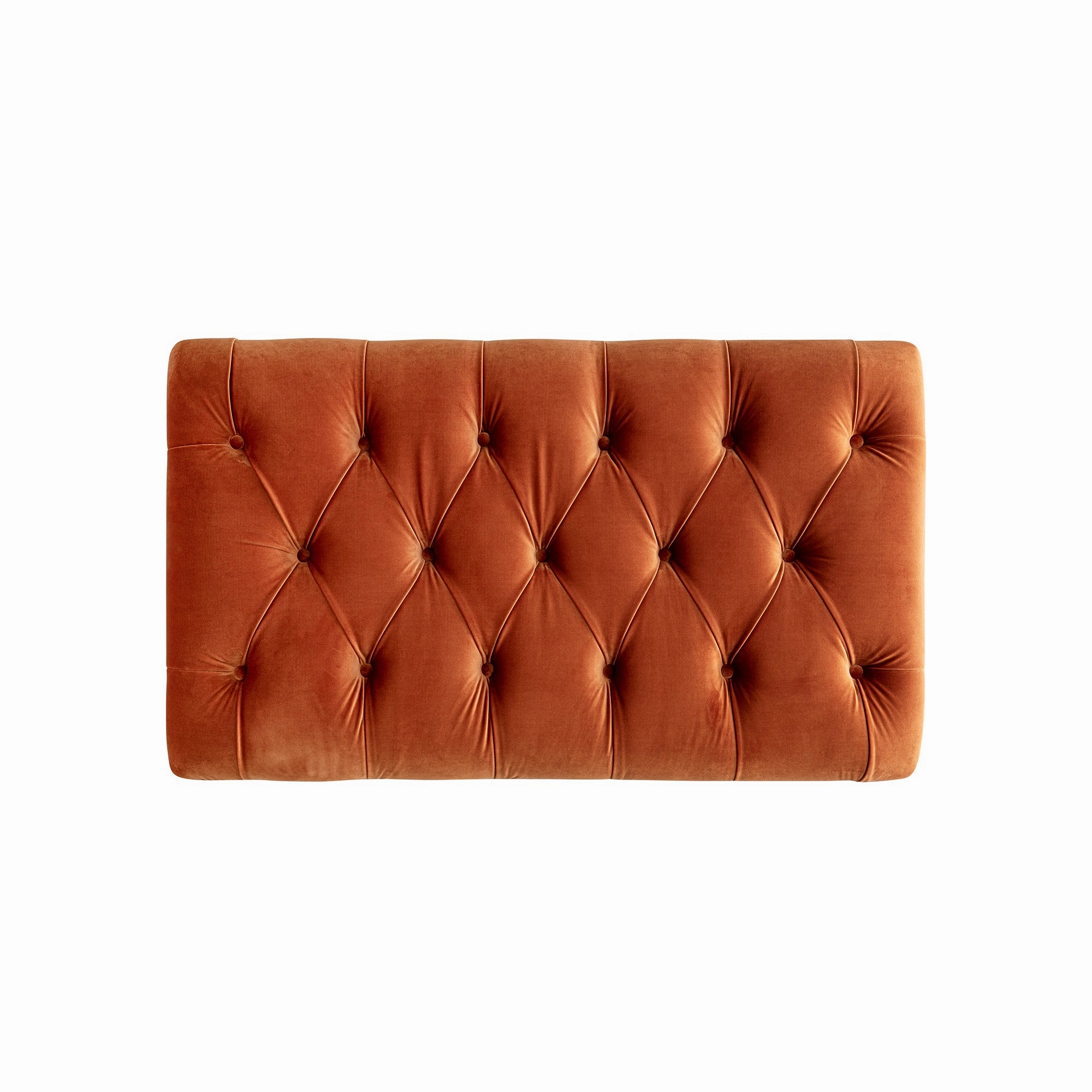 Portland Small Double Buttoned Fold-Out Bed in Ottoman, Rust Velvet