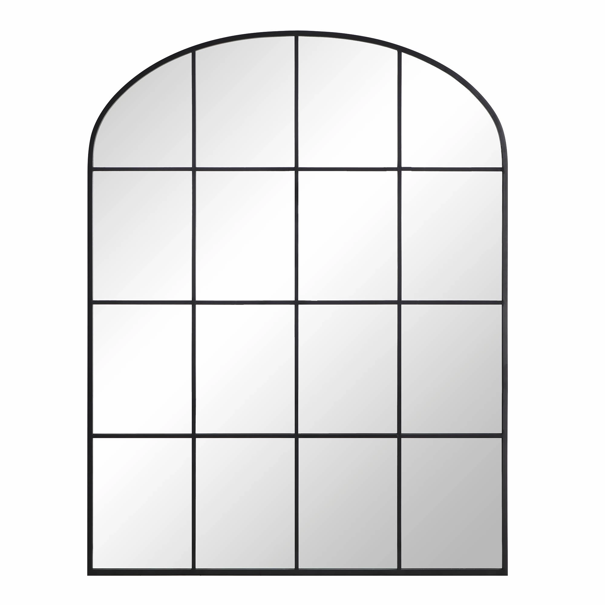 Portobello Arched Full Length Metal Frame Window Mirror 180 x 140 cm, Black