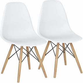 Pre Assembled Mid Century Modern Dining Chairs Set of 2, White kitchen towel, placemats