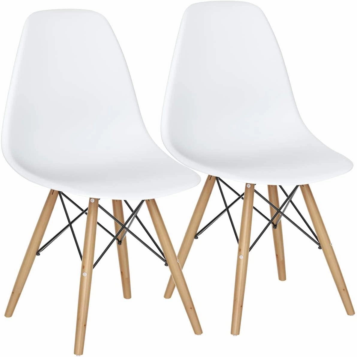 Pre Assembled Mid Century Modern Dining Chairs Set of 2, White kitchen towel, placemats