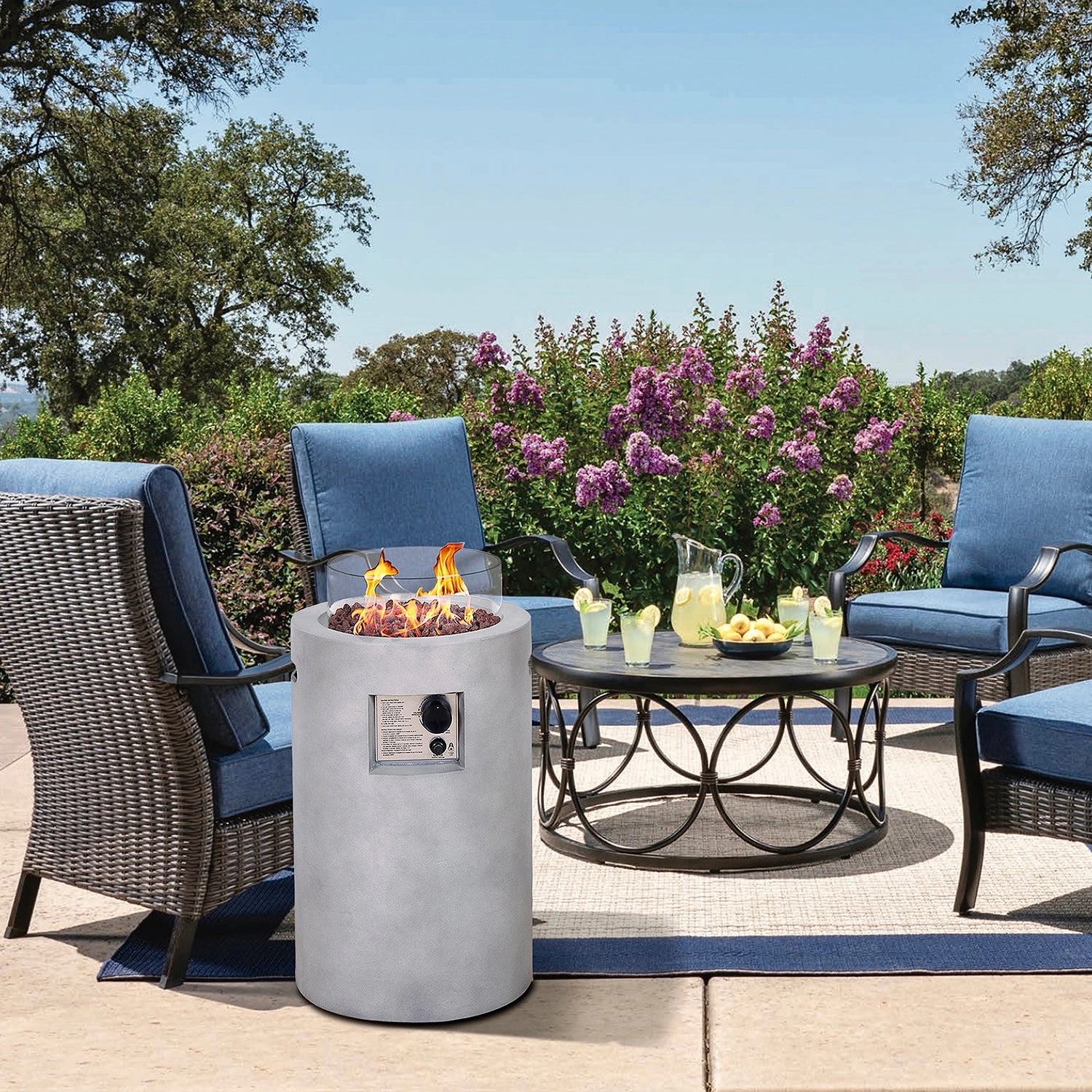 Real Concrete Cylinder 25" (63.5cm) Tall Patio Heater