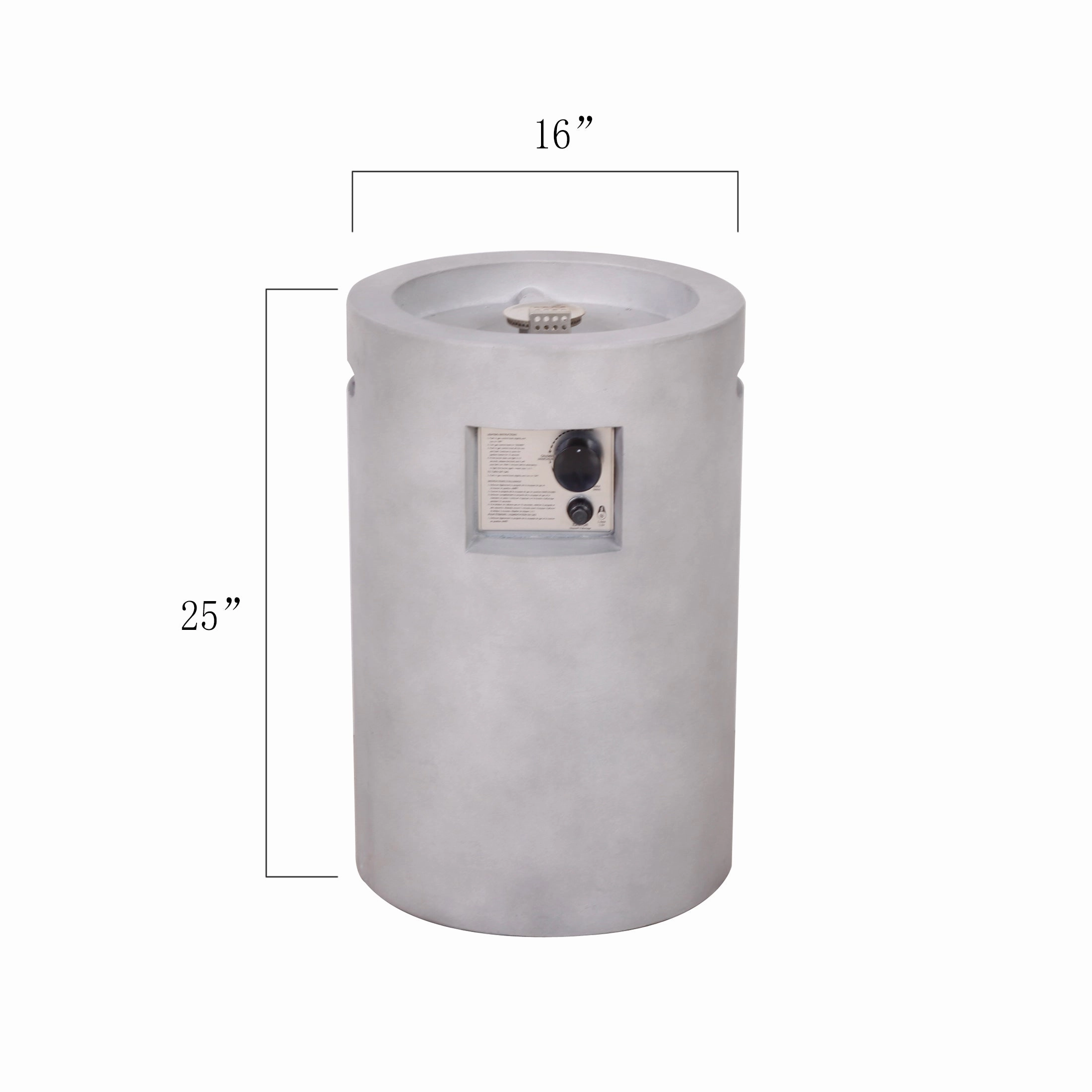 Real Concrete Cylinder 25" (63.5cm) Tall Patio Heater