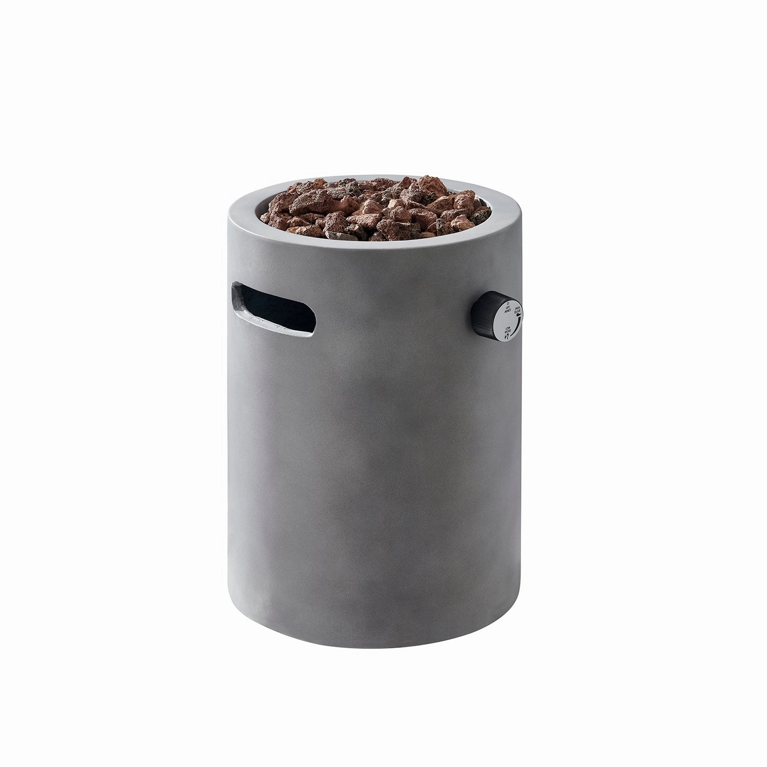 Real Concrete Cylinder Tabletop Fire Pit Lantern 13.6 (34.5 cm) Tall