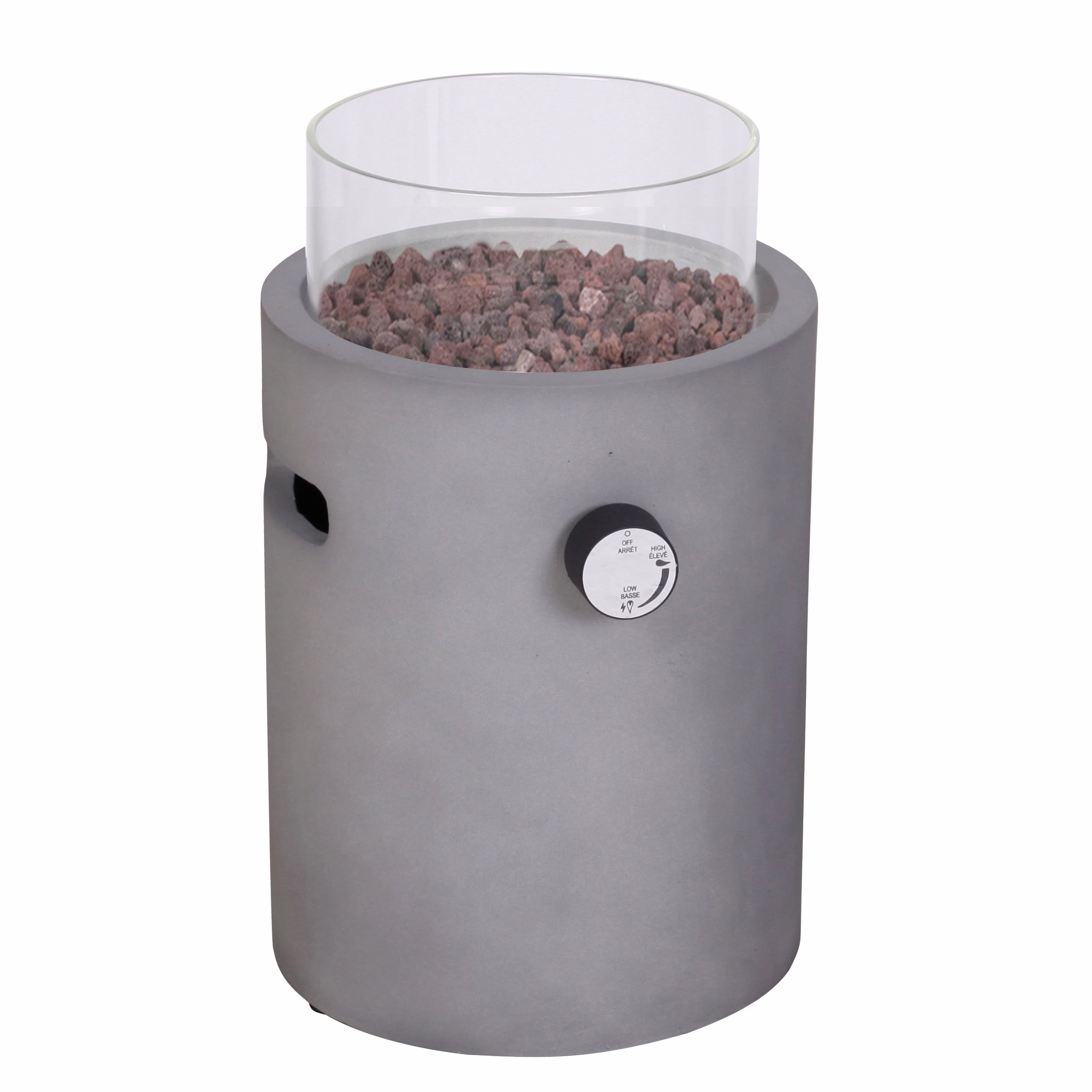 Real Concrete Cylinder Tabletop Fire Pit Lantern 13.6 (34.5 cm) Tall