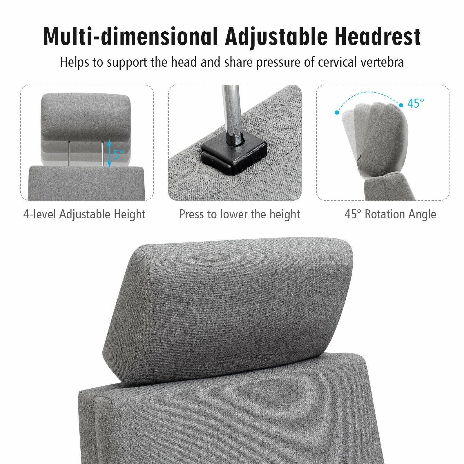 Recliner Chair with Vibration Massage, 360 Degree Swivel Reclining Sofa Chair, Adjustable Headrest & Footrest