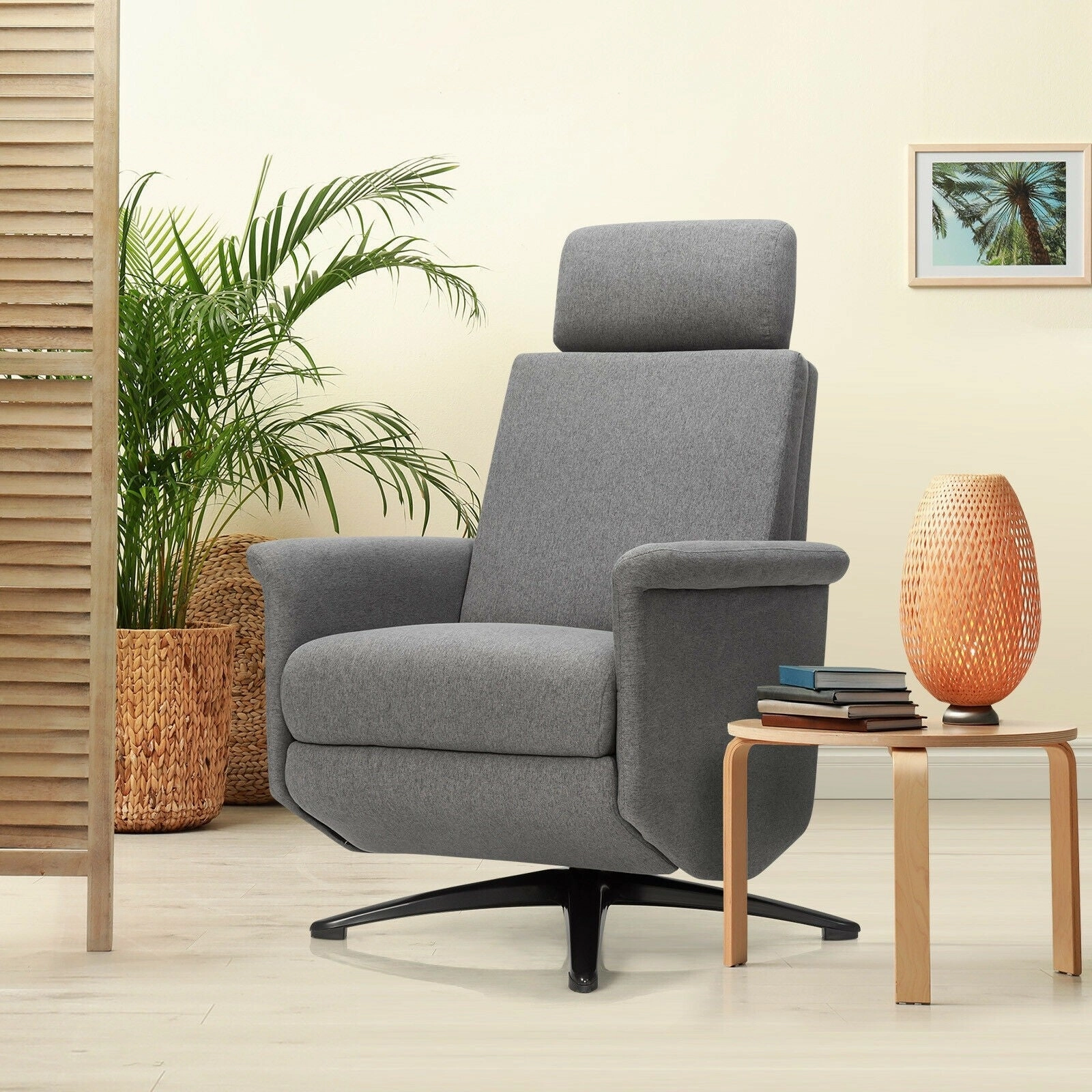 Recliner Chair with Vibration Massage, 360 Degree Swivel Reclining Sofa Chair, Adjustable Headrest & Footrest