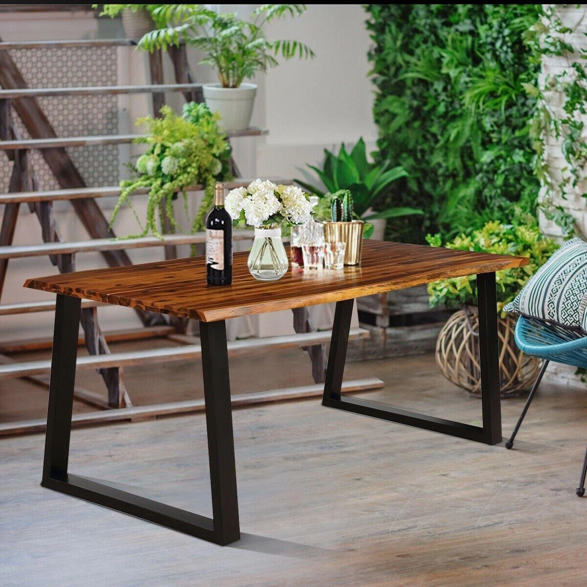 Rectangular Acacia Wood Dining Table Rustic Indoor & Outdoor Furniture