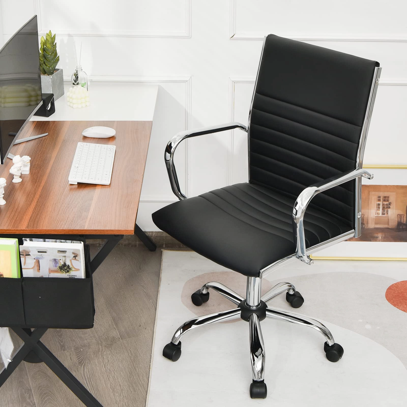 Ribbed Office Chair, Ergonomic High Back Executive Conference Chair
