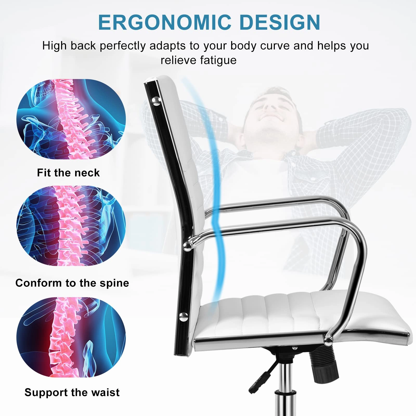 Ribbed Office Chair, Ergonomic High Back Executive Conference Chair