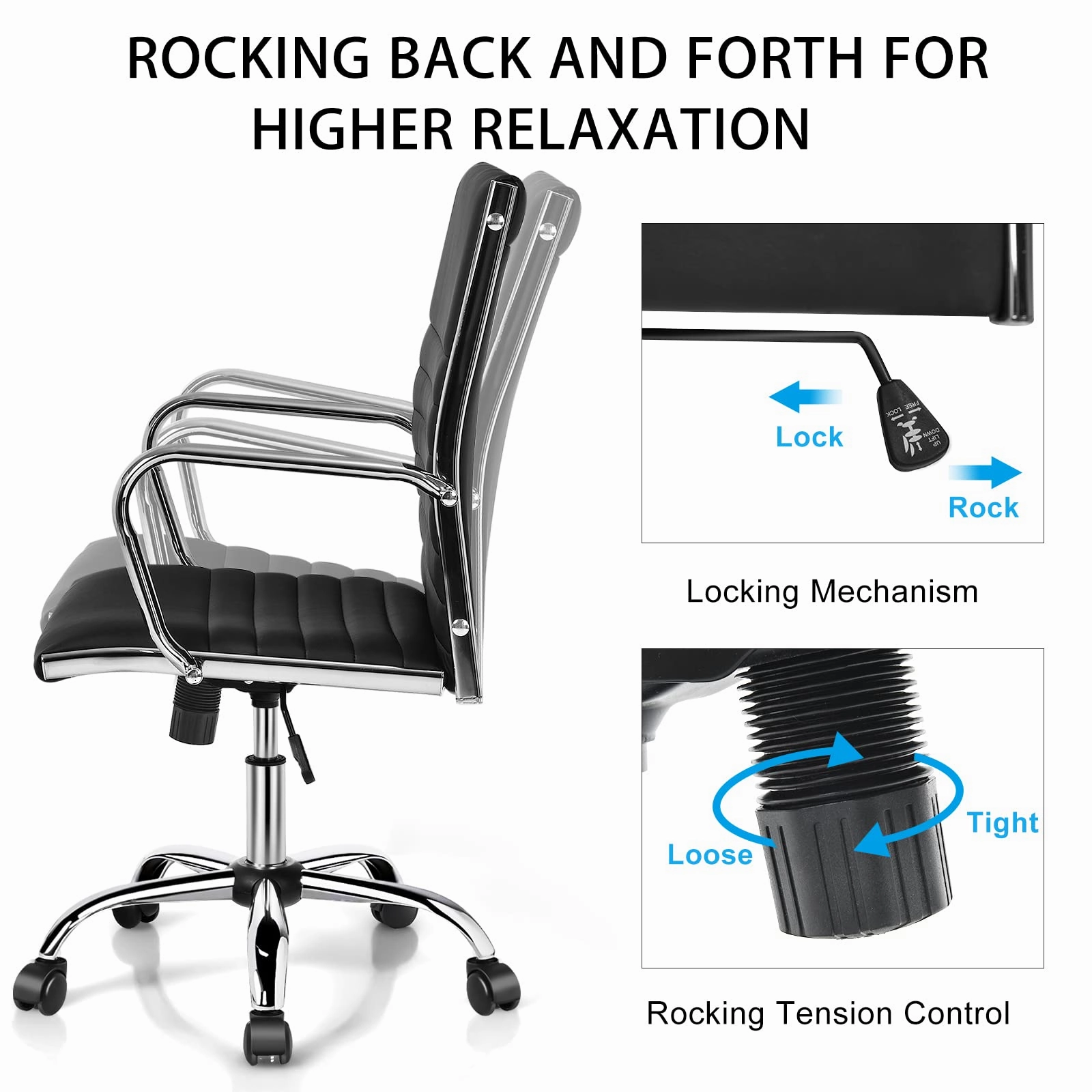 Ribbed Office Chair, Ergonomic High Back Executive Conference Chair