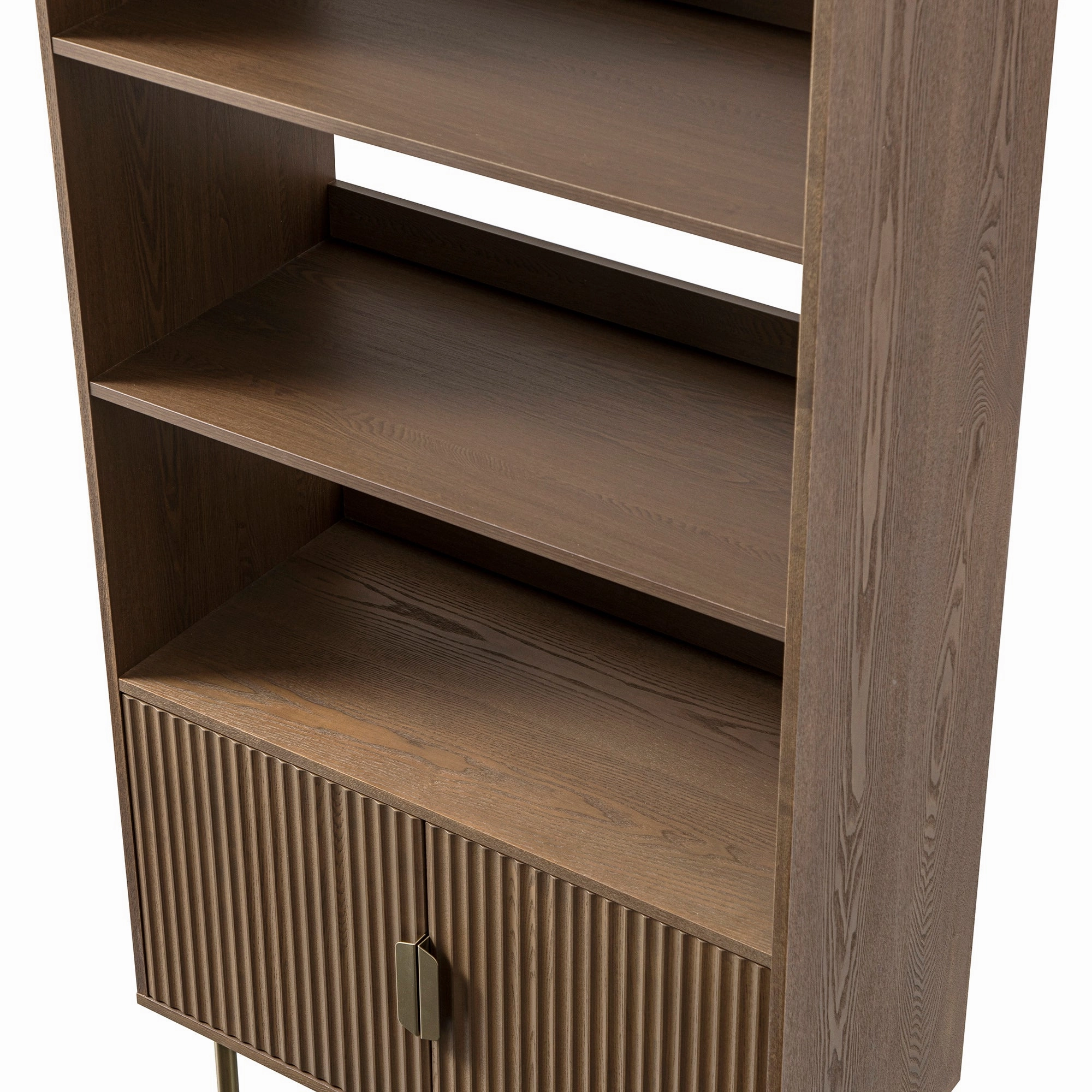 Richmond Ridged Tall Bookcase with Doors, Dark Ash