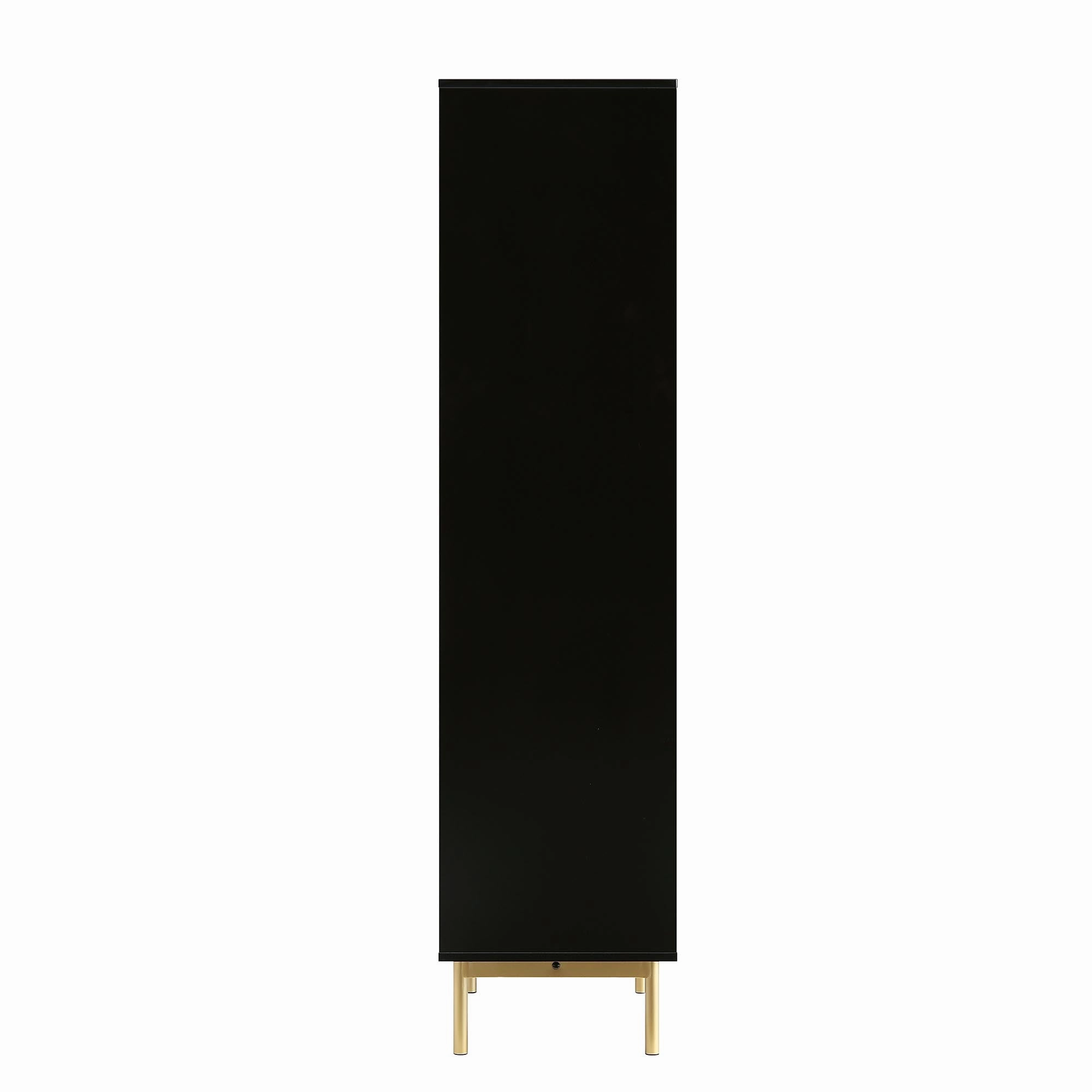 Richmond Ridged Tall Bookcase with Doors, Matte Black