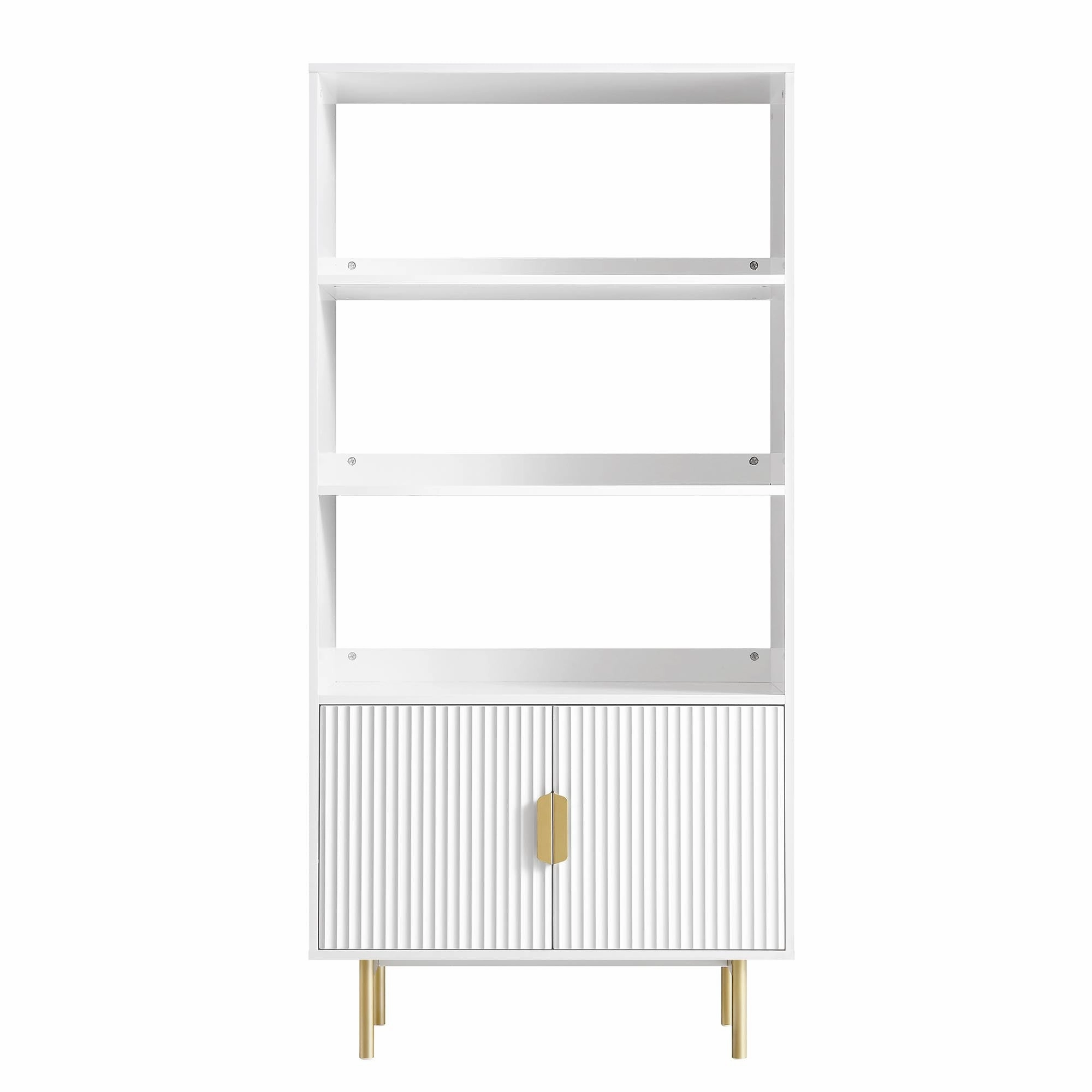 Richmond Ridged Tall Bookcase with Doors, Matte White