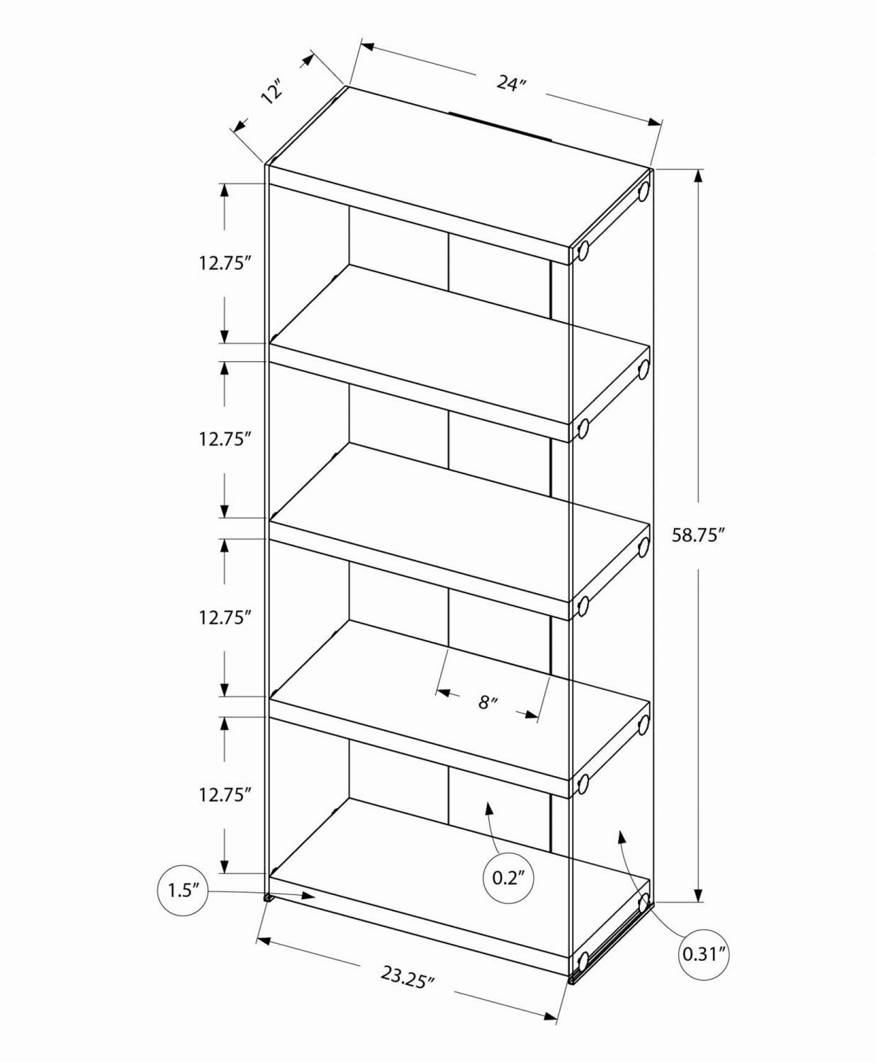Rilka Bookcase - White