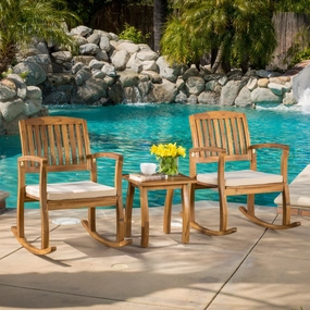 Rocking Chair w/ Cushion (Set of 2) & Accent Table - NH452792 outdoor furniture, garden bench